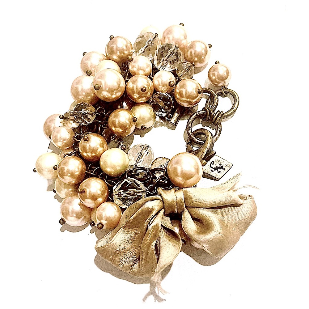 Vintage Pearl and Crystal Cluster Bracelet